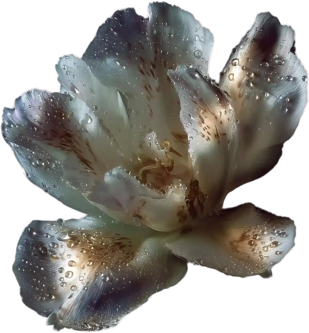 Blüte mit Tautropfen